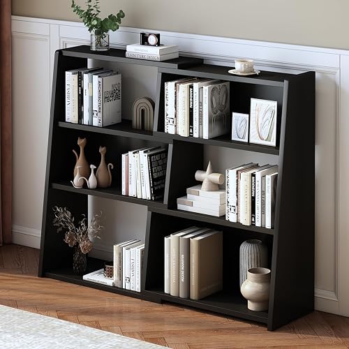 IOTXY IOTXY Wooden Extendable Shelf Bookcase, 3-Tier Low Bookshelf, Oak