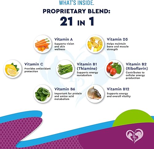 Miniatura 3 de Líquido multivitamínico para gatos y perros con glucosamina y arándano Suplementos de salud 21 en 1 para el tracto urinario, riñón, vejiga, cadera