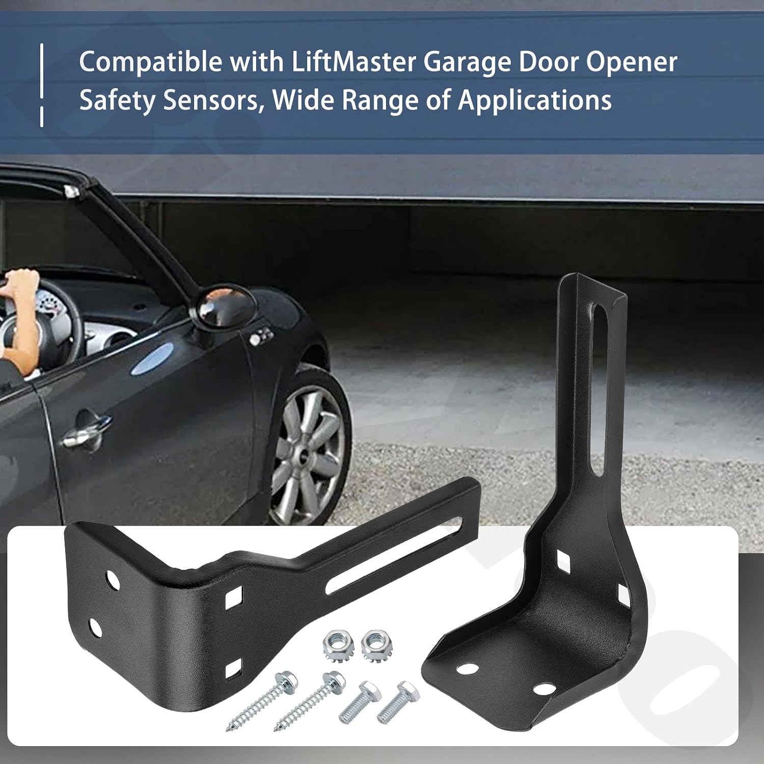 Condition photo showing New/Like New for 2 pcs 041a5281-1 safety sensor extension bracket kit fits for liftmaster cham-ber-lain garage door opener safety sensors, replace 41a5281-1 (black)