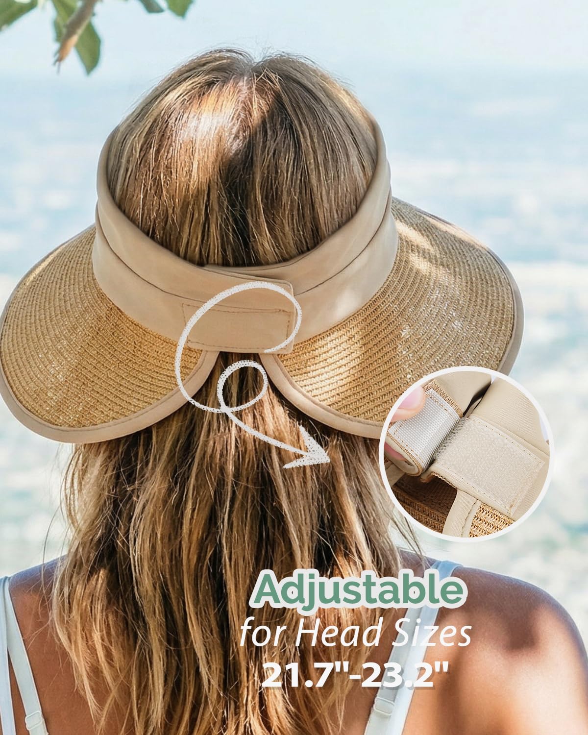 Creekstone Damen Sonnenhut Visier, UV-Schutz, Strohhut Strandhüte, UPF 50+, Faltbar Visor Cap für Sommer