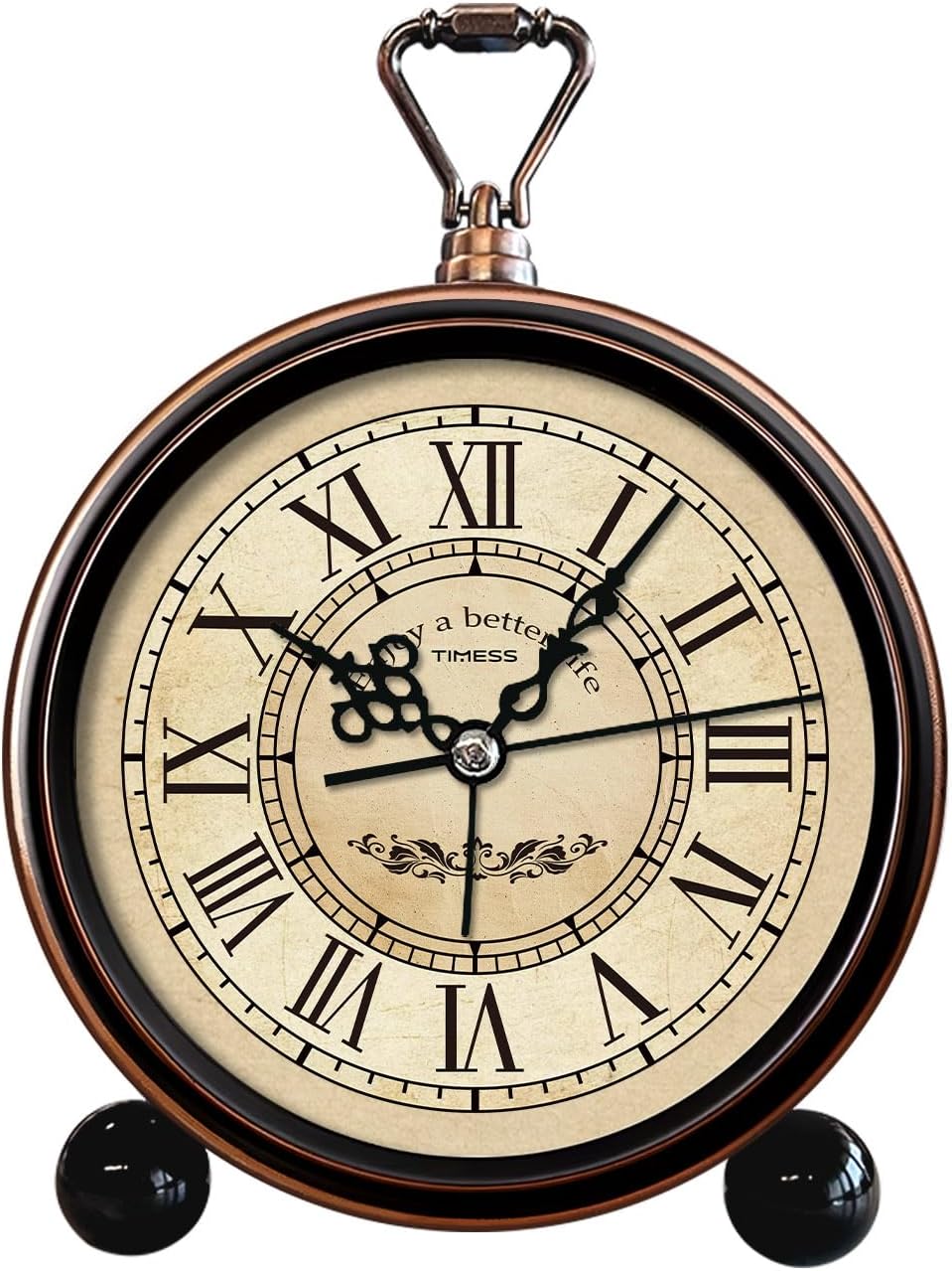TIMESS Vintage Analog Alarm Clock, 4.3″ Silent Non-Ticking Quartz Desk Clock wit…