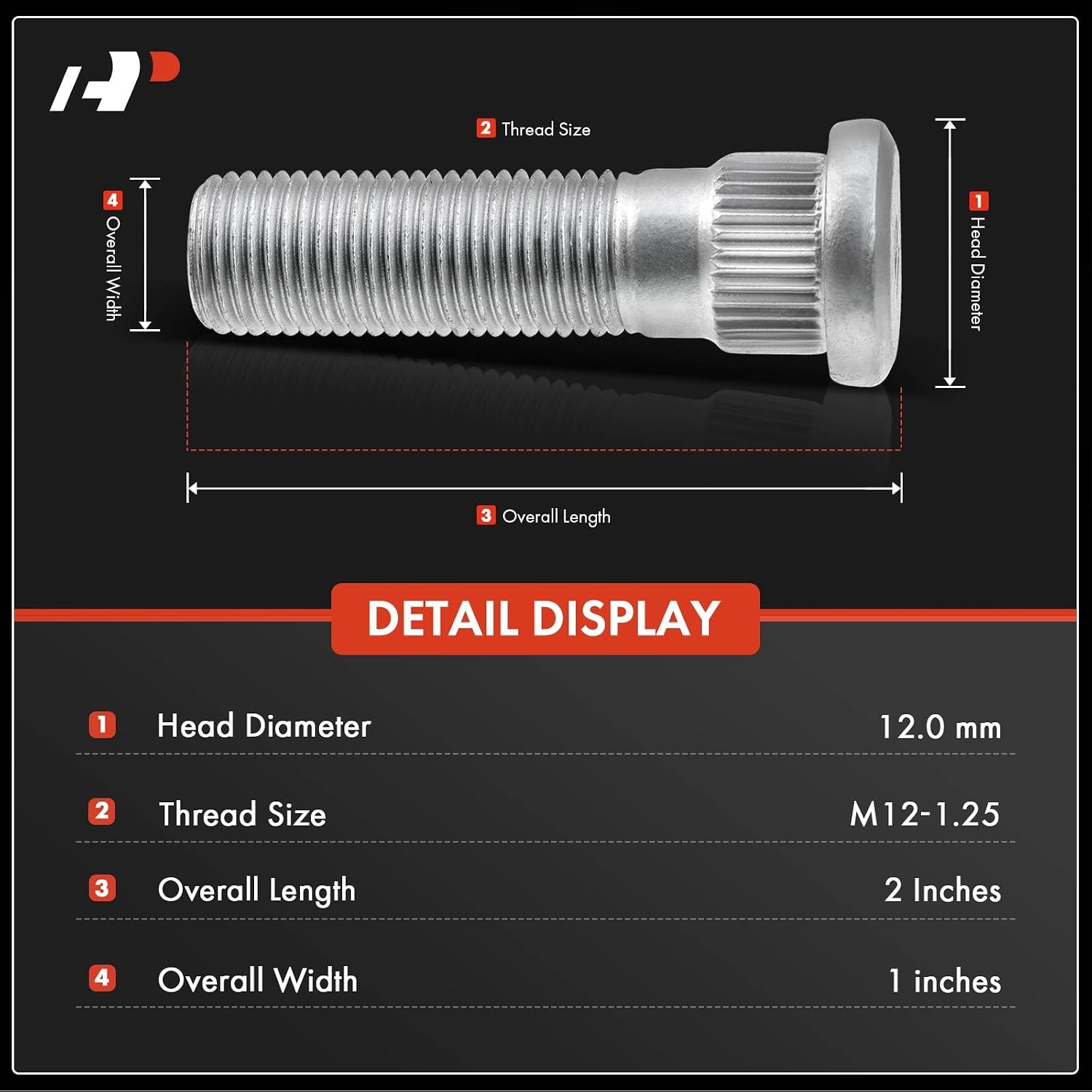 A-Premium M12-1.25 Wheel Studs Compatible with Nissan Frontier Pathfinder Armada Quest Titan Xterra Suzuki Equator Infiniti QX56 Mercury 10-PC Set