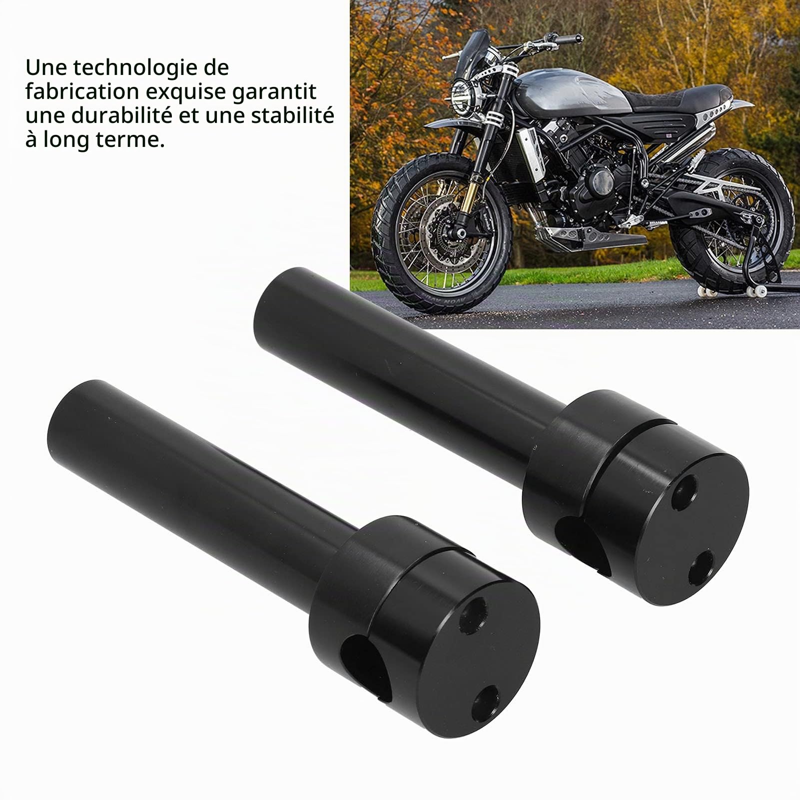 22mm moto guidon Riser rond guidon montage pince Kit de rehaussement en alliage d'aluminium Risers adaptateur moto réparation accessoires(Le noir)