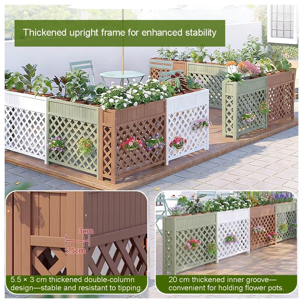 Generisch Pflanzenständer, Sichtschutz mit Pflanzkasten – Rankgitter aus Holz für Kletterpflanzen, Gartentrennwand für Terrasse, Balkon, Einkaufszentrum, Restaurant – Grün, 120 x 25 x 90 cm