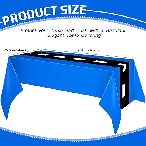 Miniatura 2 de Irenare Suministros para fiesta de cumpleaños de automóvil, decoraciones de fiesta de carreras, mantel de carretera, camino de mesa de carreras,