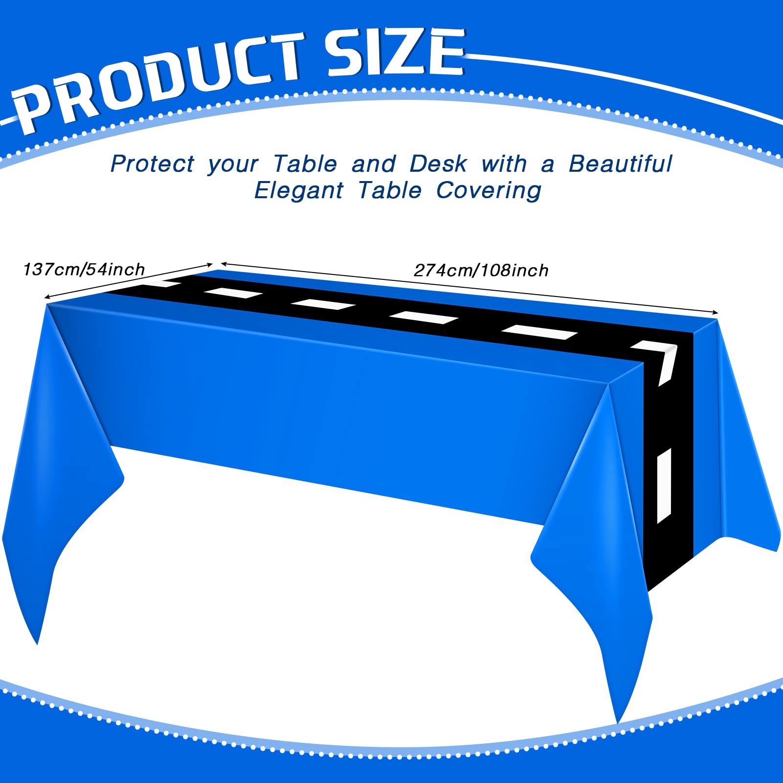 Irenare Racing Party Tablecovers – 54x108 Inch Blue Racetrack Design Tablecloth, 3 Sheets For Car Theme Birthday Decor