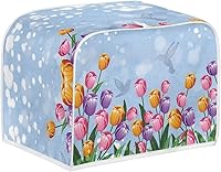 Vista 3 de JEOCODY Cubiertas para horno tostador, funda extragrande para hacer pan de flores azules, se adapta a la mayoría de tostadoras estándar de 2