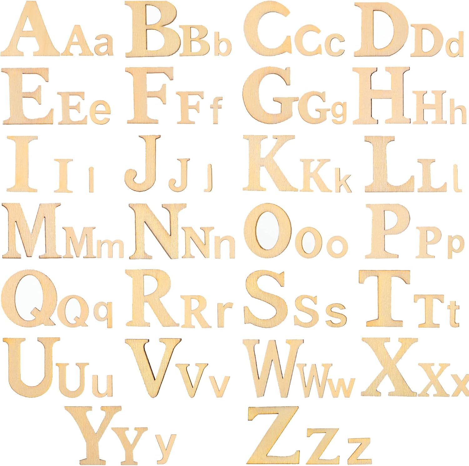 Blulu 260 Pcs 1 Inches and 2 Inches Wooden Alphabet Letters Bulk Unfinished Wood Alphabet Letters for Craft DIY Natural Blank ABCs Cutouts for Spelling Learning Painting Craft Project Home Wall Decor
