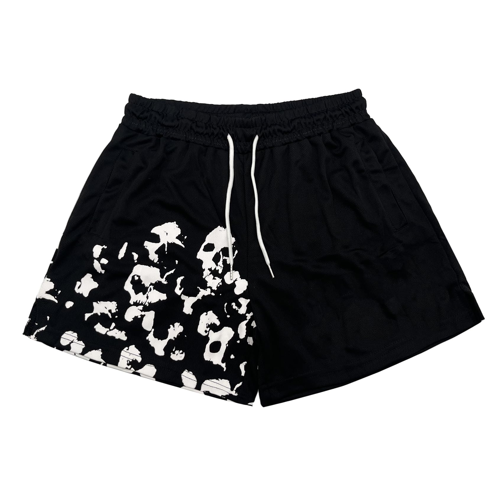 DIOTSR Mens Graphic Print Shorts Cool Mesh Basketball Shorts Casual Flat Front Shorts Summer Drawstring