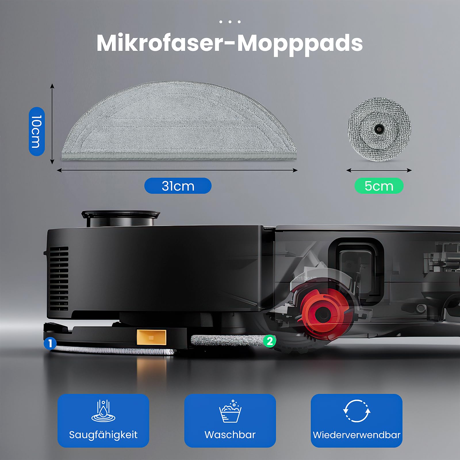 26-delige accessoireset voor Roborock Saros 10 robotstofzuiger – 2 hoofdborstels, 6 stofzakken, 4 dweildoeken, 4 zijborstels, 4 filters, 4 zijvegers, 1 reinigingsborstel, 1 schroevendraaier