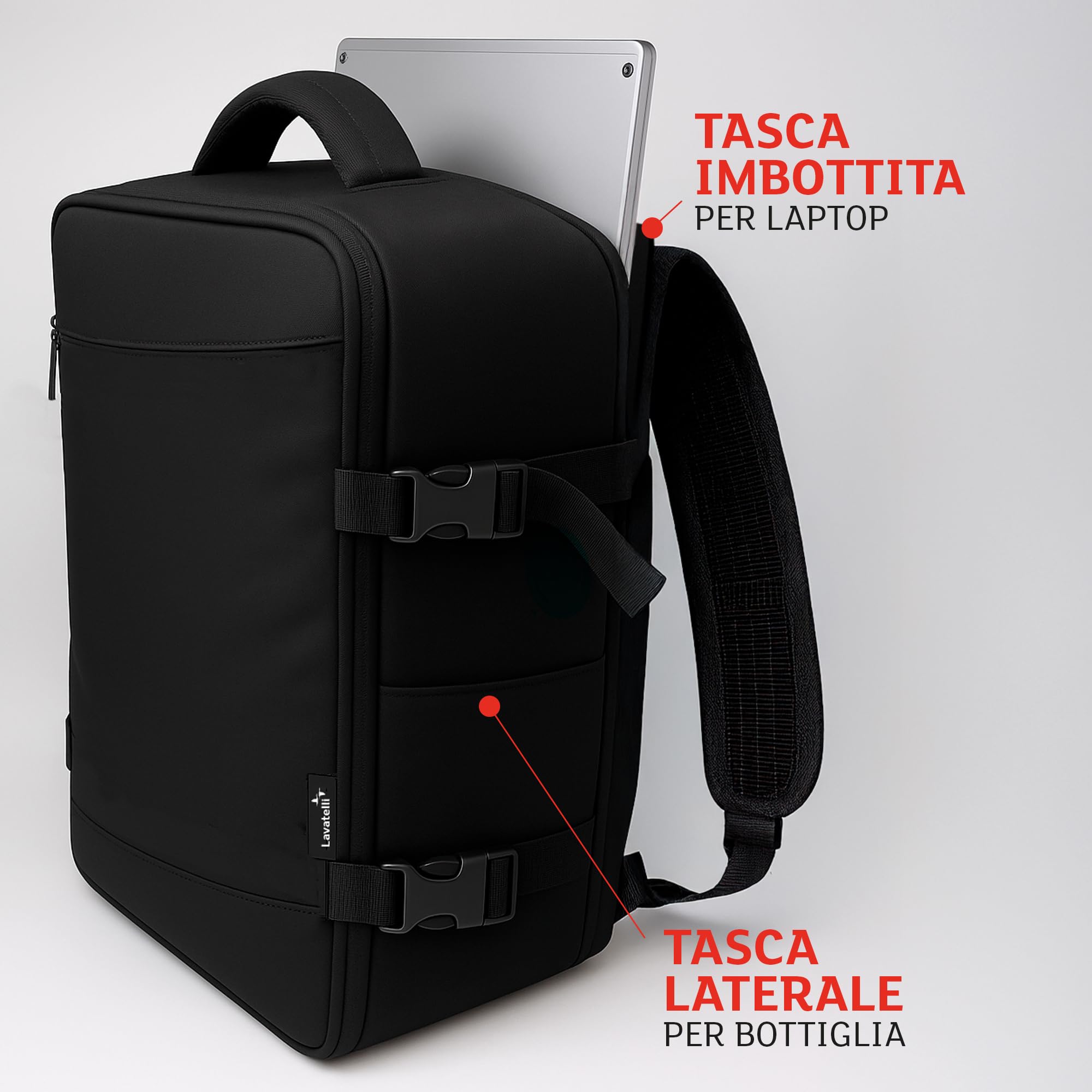 Lavatelli, Zaino Sottovuoto Ryanair 40x30x20 cm + Pompa Ricaricabile USB-C + 2 Sacchetti sotto vuoto Travel 40x45 cm| Vac-u-Bag, Bagaglio a Mano EasyJet Low Cost | Zaino Premium da Viaggio, Cabina