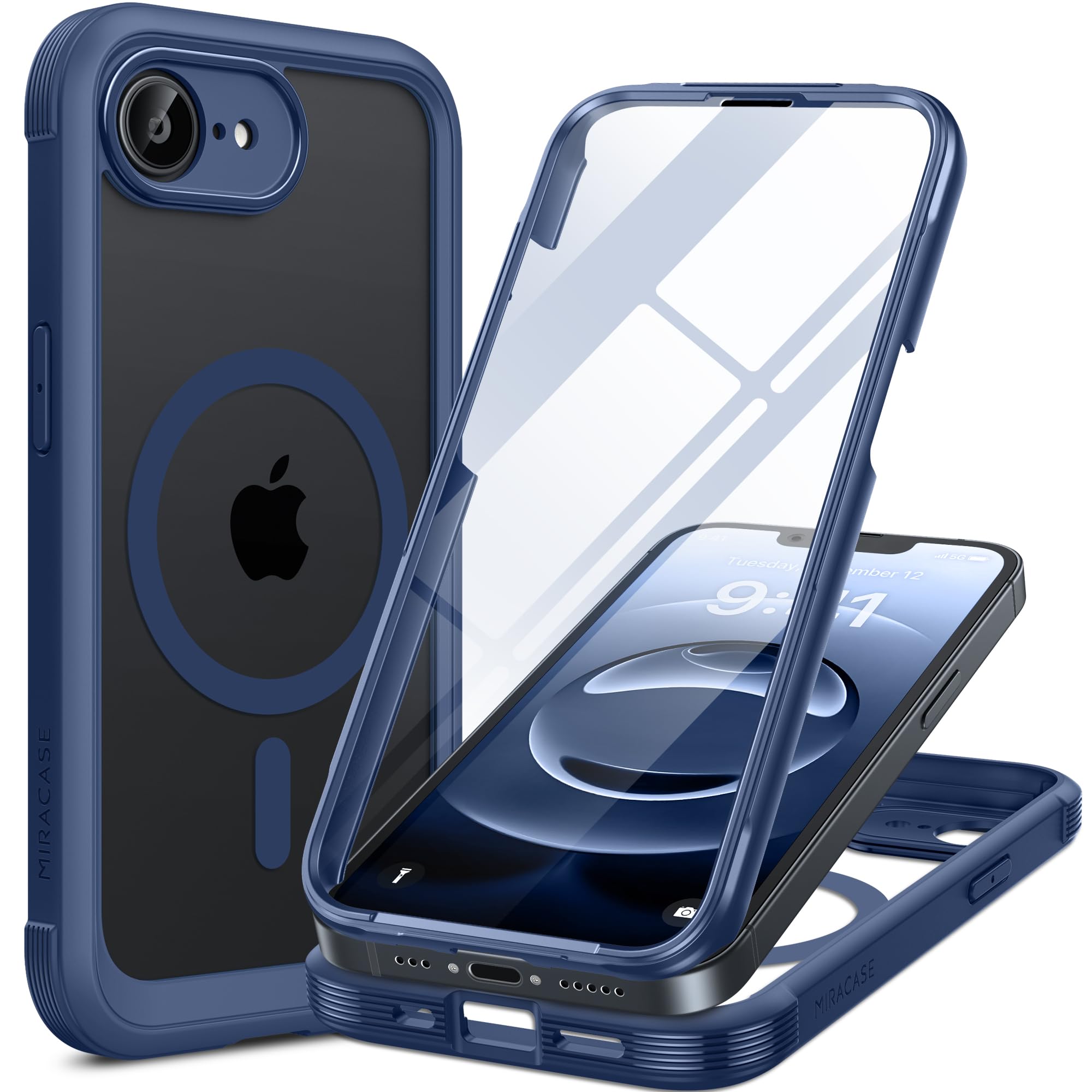Miracase für iPhone 17e Hülle & iPhone 16e Hülle für MagSafe,[360° Ganzkörper-Stoßfest],integrierter Kratzfester Panzerglas-Schutz,Voll-Kameraschutz,langlebige, Handyhülle für iPhone 17e/16e,Minzgrün