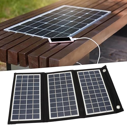 Miniatura 6 de Panel solar plegable, 15W 5V Panel Solar Plegable Dual USB Cargador solar de silicio policristalino de alta eficiencia para acampar al aire libre