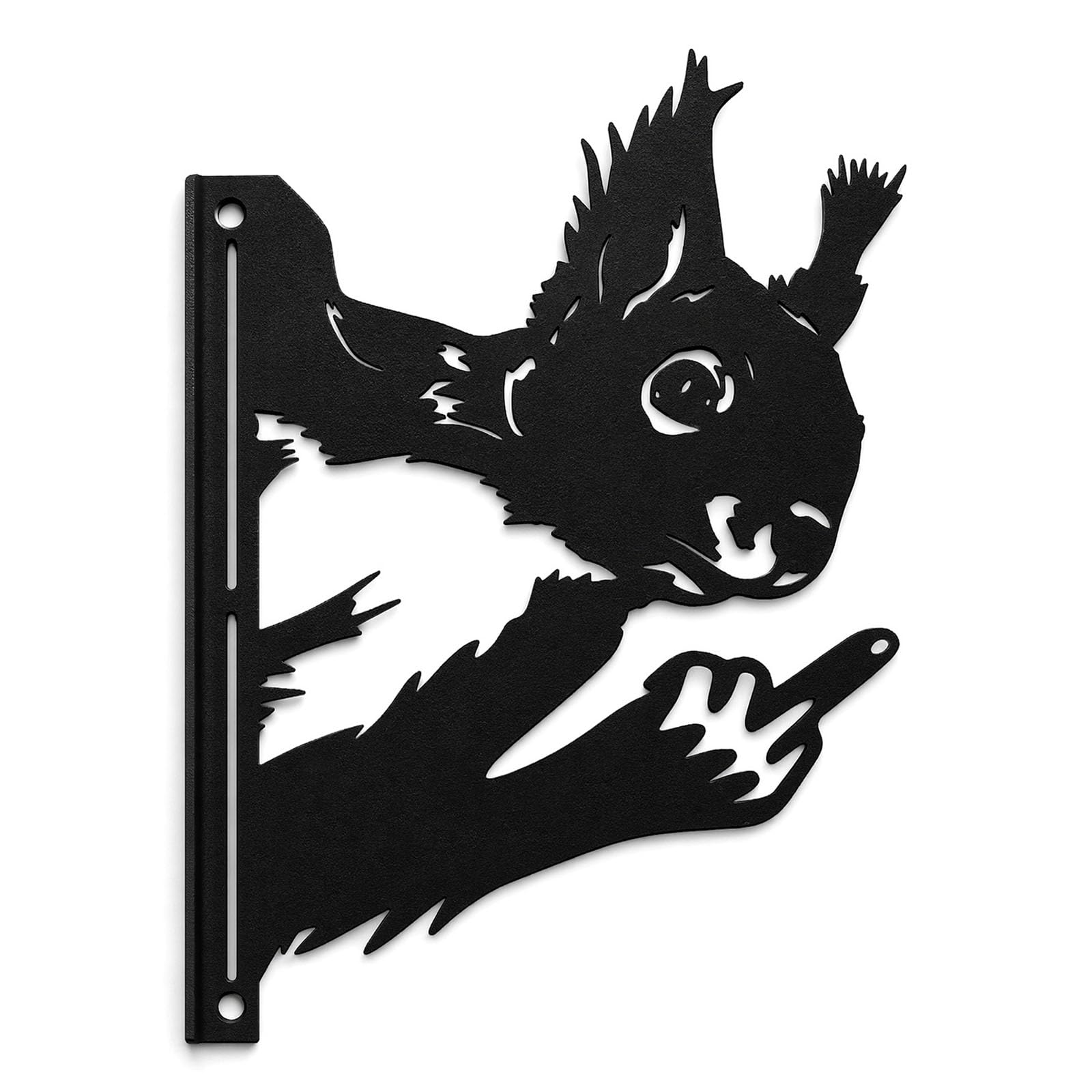 Peeking Squirrel Metal Garden Ornaments Outdoor, Funny Animal Silhouette Fence Sign with Cheeky Gesture, Rustic Iron Yard Art Decor for Patio, Wildlife Gifts for Gardeners,funny garden ornaments
