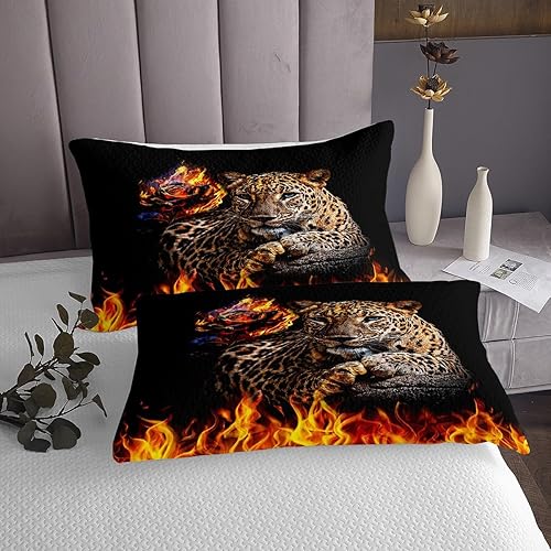 Miniatura 3 de Colcha para niños y niñas, tamaño individual, diseño de animales de leopardo, decoración de habitación de niños, niñas y adultos, colcha acolchada