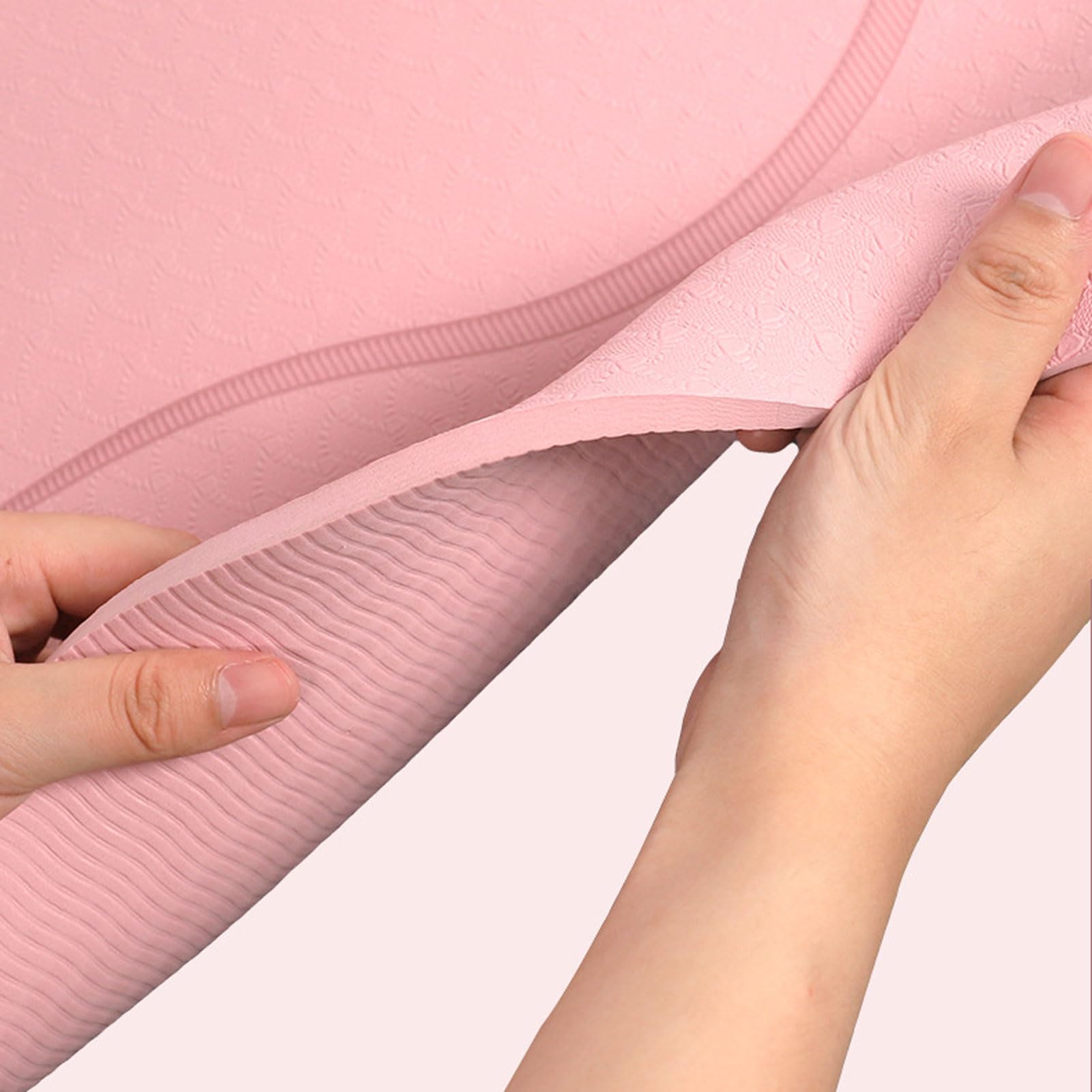 HUHJYUGE Esterilla Yoga con Lineas de Posición Corporal, Esterilla Pilates Antideslizante Gruesa, Esterilla Fitness con Correa y Bolsa de Transporte, Fácil Transporte (B 183x90x0.6cm)