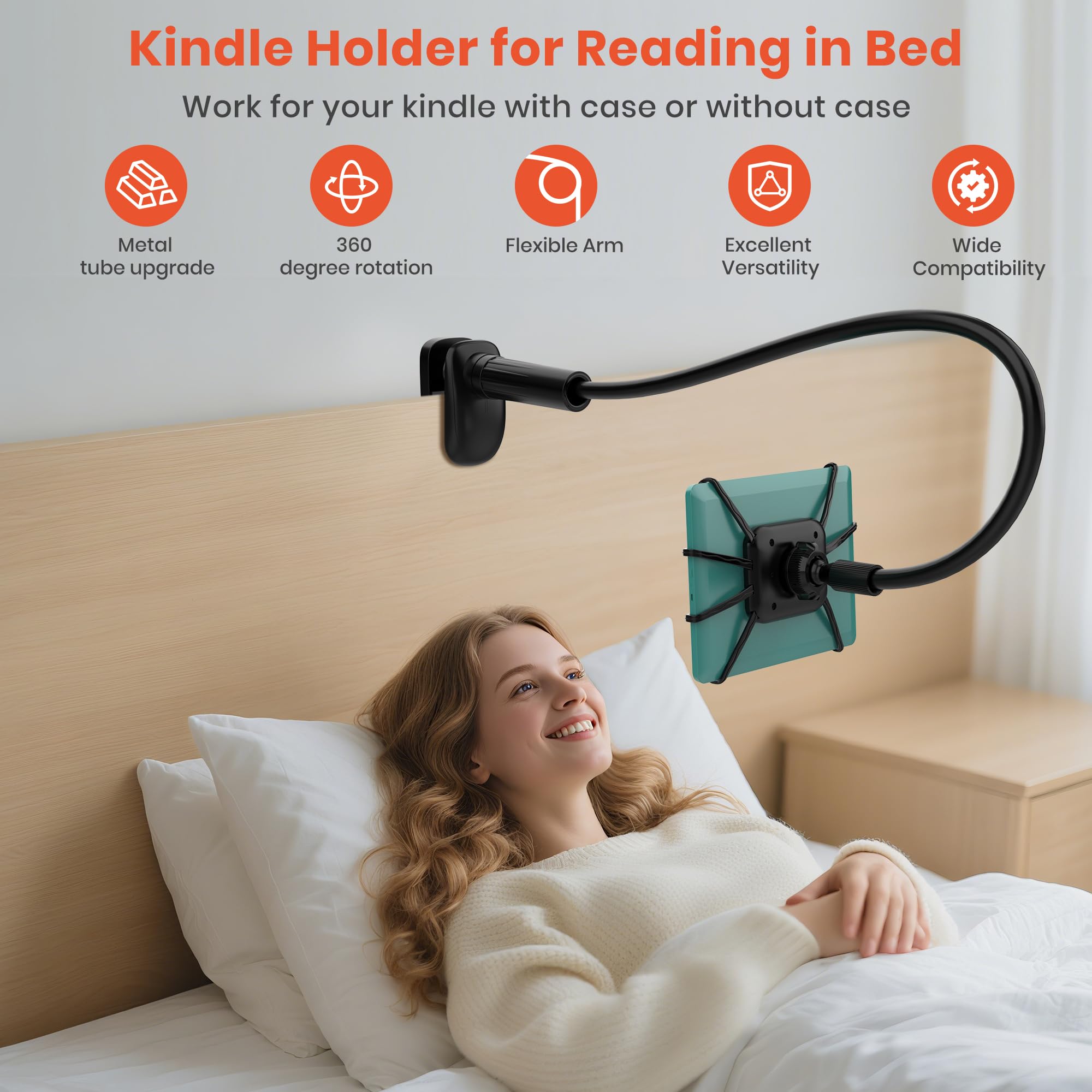 Supporto per Kindle a collo d'oca per leggere a letto