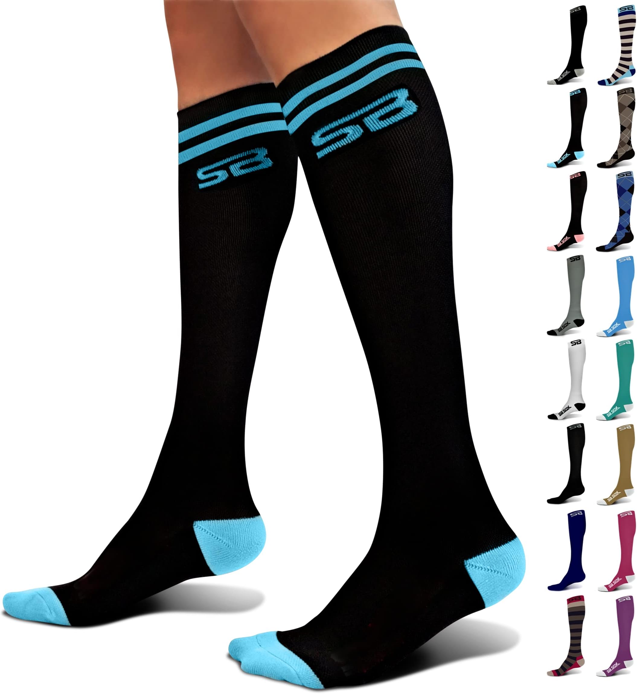 SB SOX Compression Socks (20-30mmHg) for Men & Women - BEST Stockings for Running, Medical, Athletic, Edema, Diabetic, Varicose Veins, Travel, Pregnancy, Shin Splints