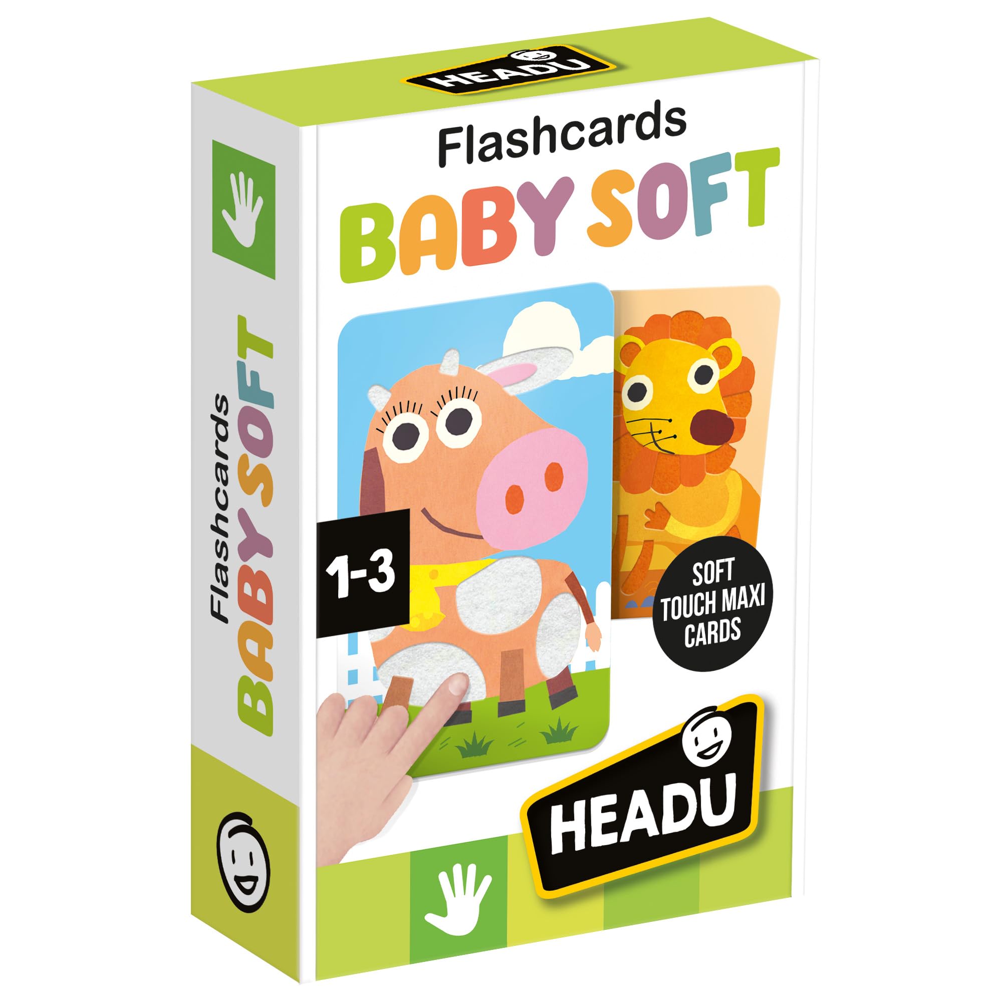 HEADU - Flashcards Baby Soft - Tanti Morbidi Cuccioli da Scoprire | Carte Sensoriali Tattili, Giochi Educativi Bambini 1-3 Anni, Sviluppo Manualità e Tatto, Flasdhcards Educative, Regalo Natale Pasqua