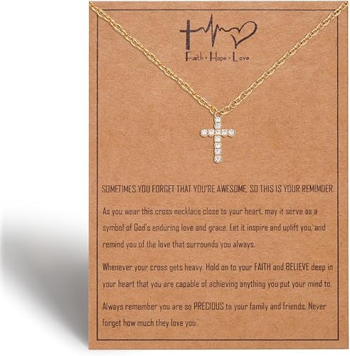 Delicado collar de cruz dorada para mujer, regalo de cruz para nieta, hija, mamá, abuela, sobrina, mejores amigas, hermana, gargantilla pequeña con