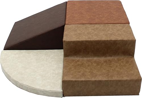 Miniatura 4 de FDP - Escalador de esquina rústico occidental para niños pequeños, piel sintética envejecida, estructura de juego activo para interiores para niños