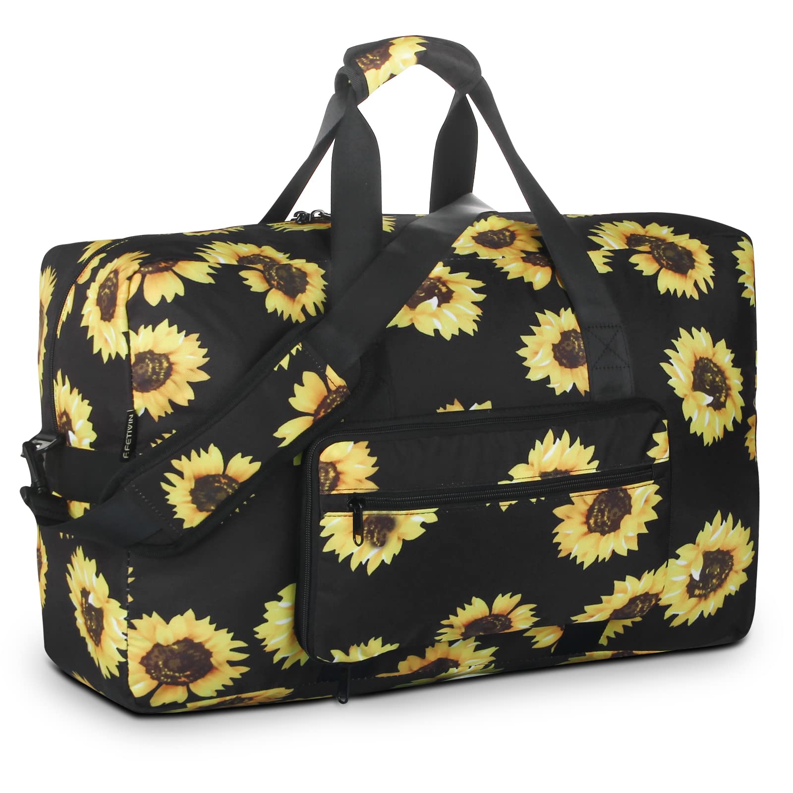 F.FETIVIN Weekender Bag Carry On Travel Duffle Medium Overnight Bag for Women(Sunflower)