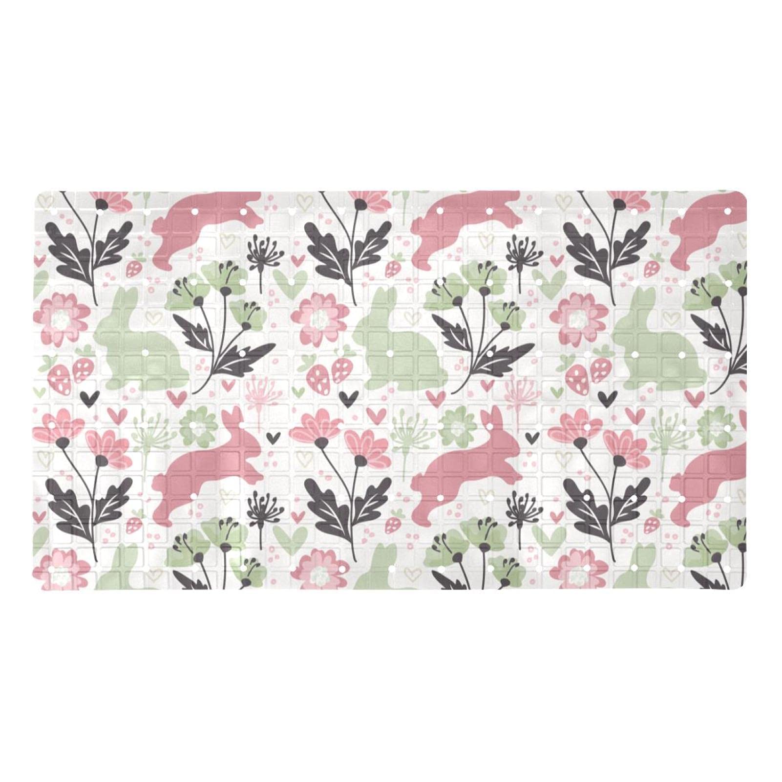 Tapis antidérapant pour baignoire avec trous de drainage et lapin