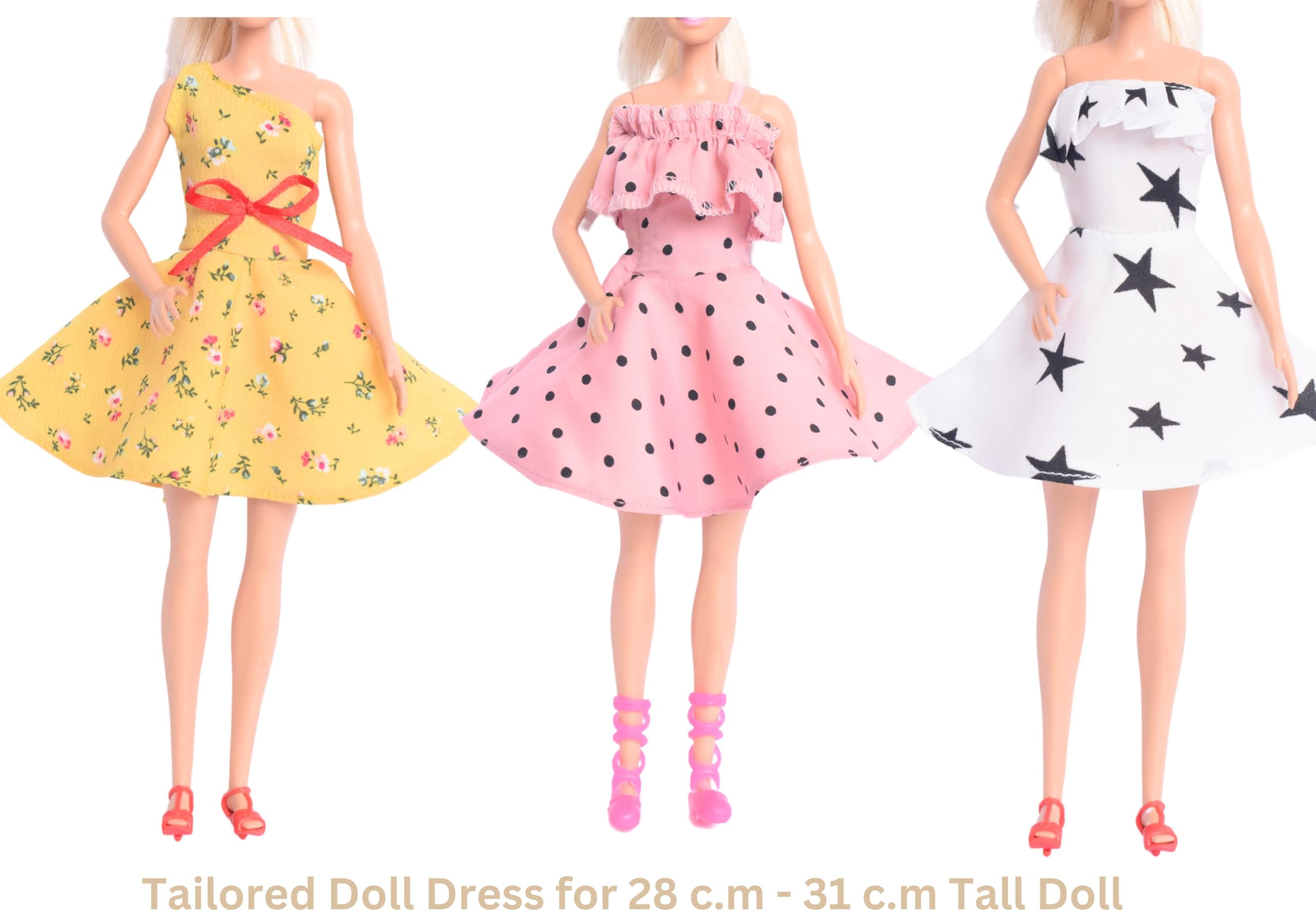 El Figo Doll Clothes, Dresses and Accessories Featuring 3 Printed Sturdy Outfits with Accessories (Tailored Doll Dress for 28 - 31 c.m Doll)