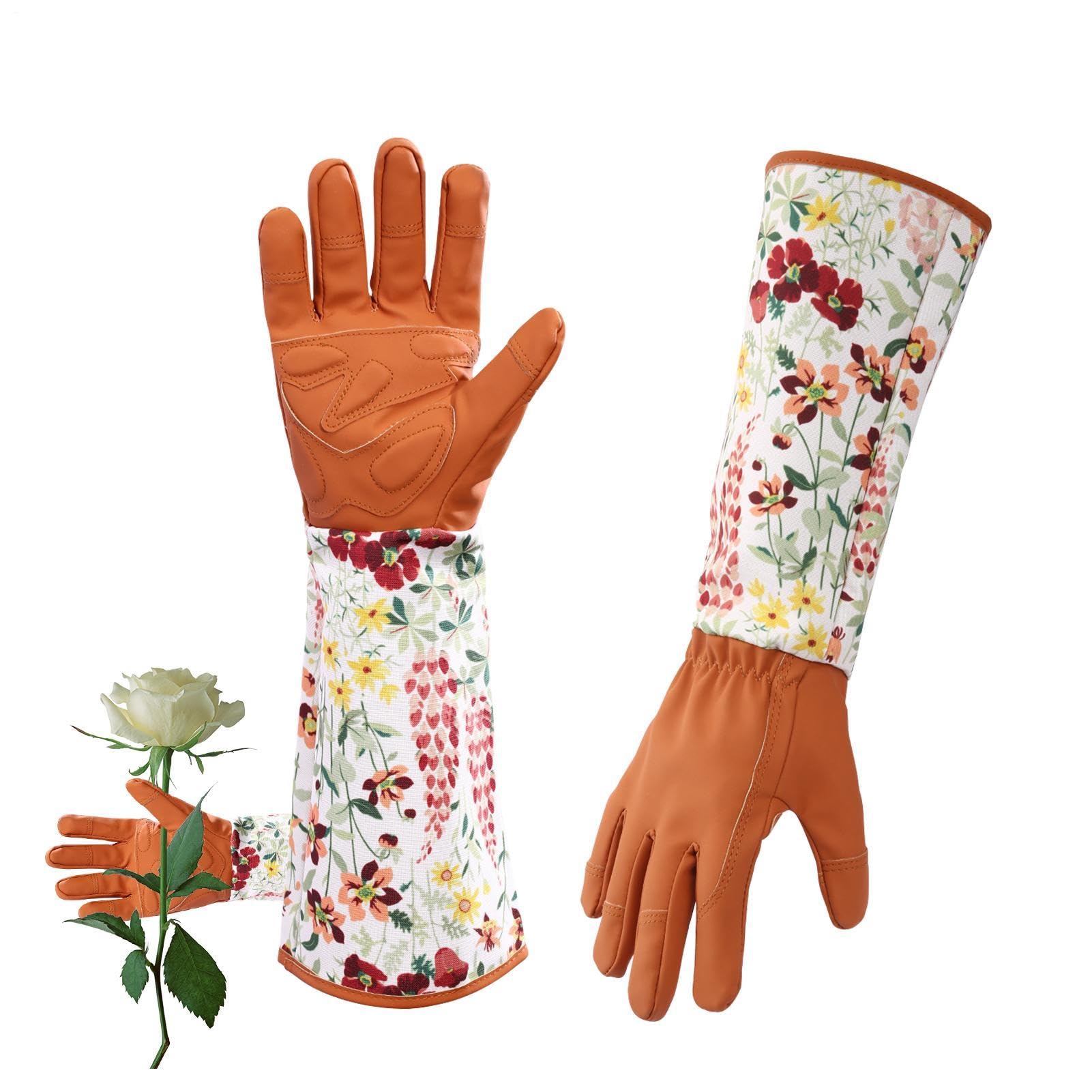 Guantes largos de jardinería mujer Protección Flexible, con Puntas de los