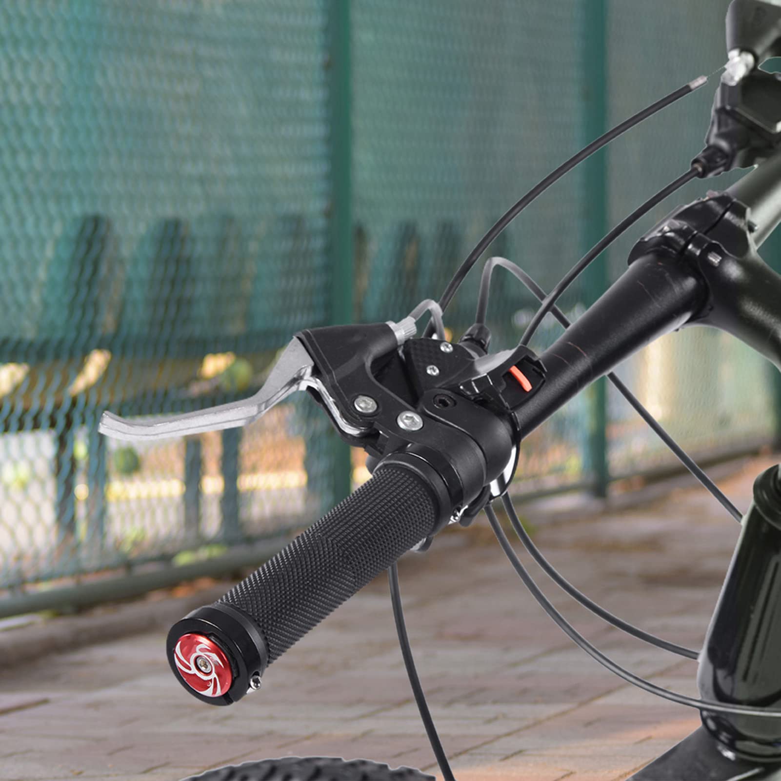 1 Pair Bikes Handle Bar End Grips, Lock on Mountain Bikes Handle Bar Grips, Rubber Bikes Handlebar Grips, 5 12 x 1 18in Bikes Handlebar Grips(red)