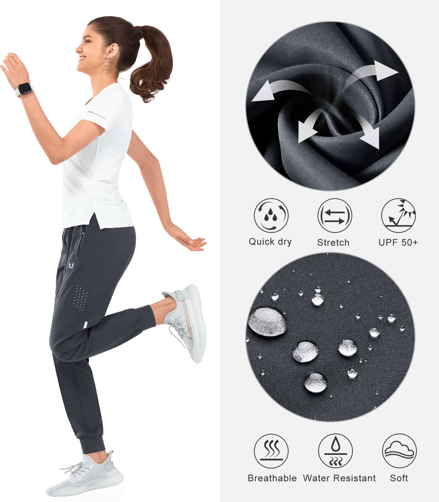 NORTHYARD Jogginghose Damen Leichte Schnelltrocknend Trainingshose Stretch Fitness Sporthose Lang Wasserdicht Wanderhose mit Reißverschlusstaschen
