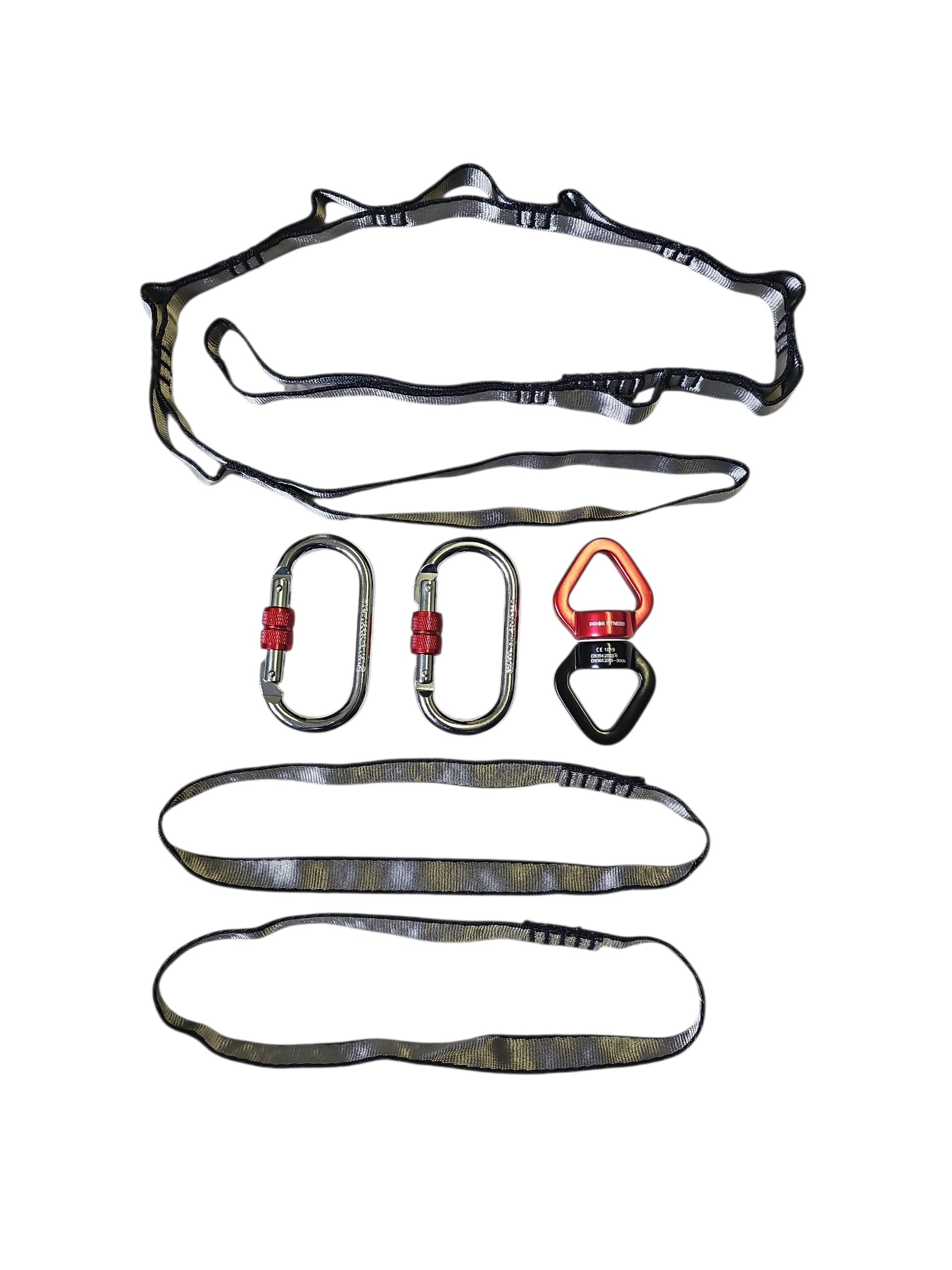 RigPunkt Aerial Yoga Rotating Suspension Set - 360° Swivel with Carabiners, Daisy Chain & Round Slings - for Baby Swing, Yoga Towel, Cuddly Cave