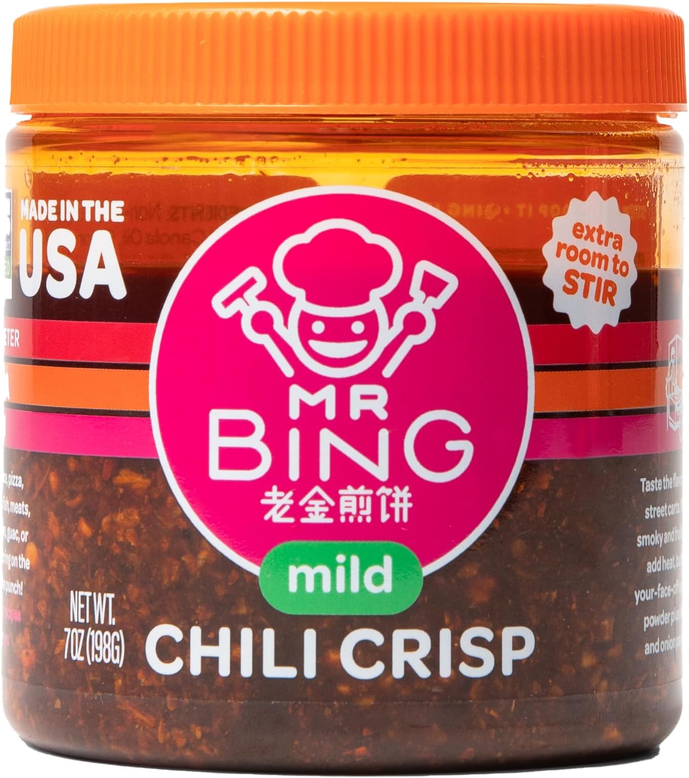Mr Bing Chili Crisp | Mild - feat. in Love Me Gluten Free - Crunchy Chili Oil Made in USA Chili Paste Hot Sauce - Gluten Free, Vegan, No MSG, Non-GMO- (7 oz.)