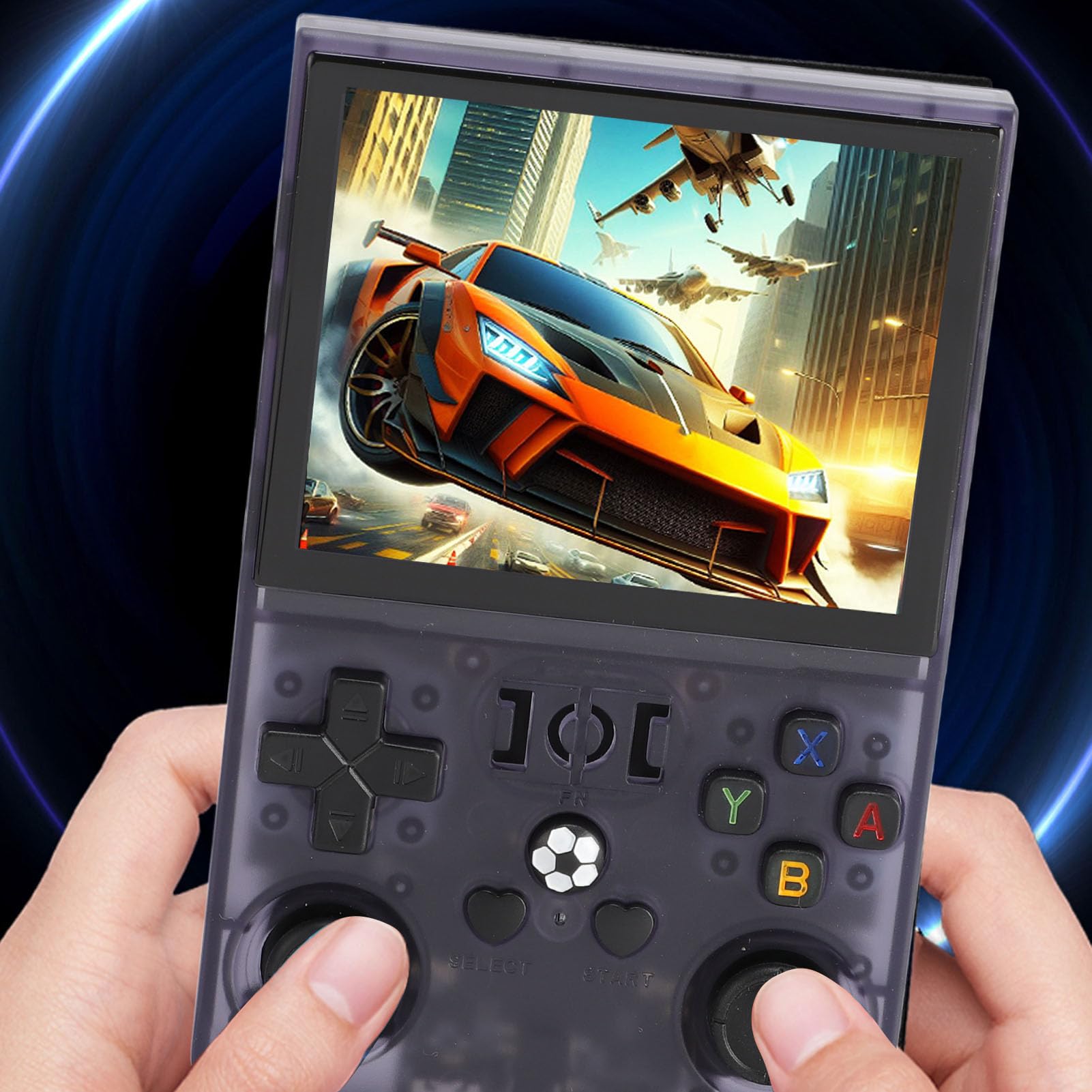 Console portatile per videogiochi, console retrò con schermo IPS da 3,5 pollici, batteria da 4000 mAh e chipset RK3326, console tascabile compatte per uso domestico e in viaggio (ShChGB)