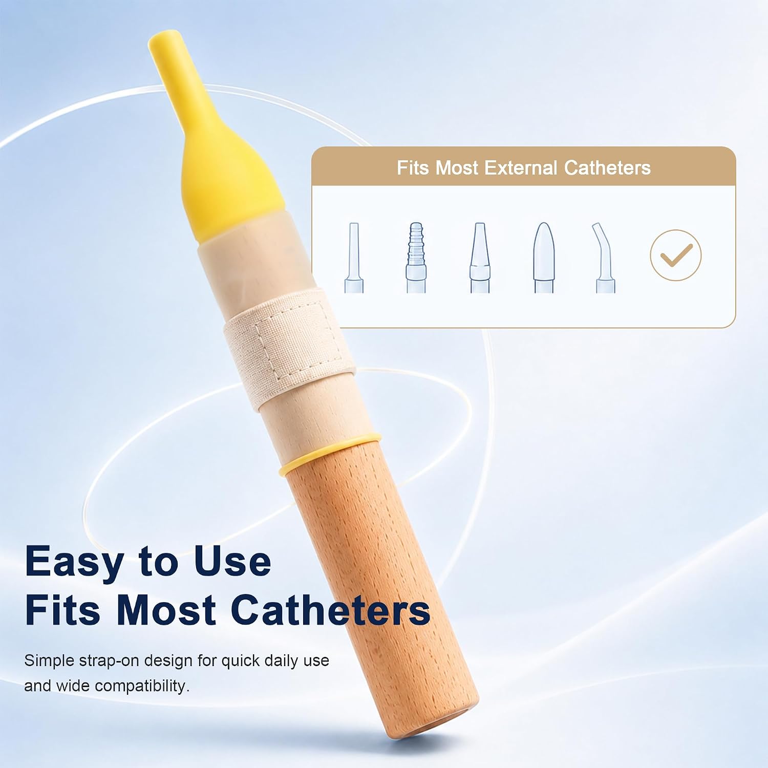 10 Pcs External Catheter Straps for Men Overnight, Ultra-Soft Condom Catheter Supplies for Male Incontinence, Cut-to-Fit Strips for Incontinence Care, Individually Wrapped (10Pcs - Nude)