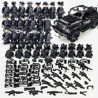 HaSWex Swat Figure Team Weapons Pack, Soldiers Figures, Guns for Figures, Military Police Bricks Accessories for Policeman Figures, Military Weapon, Swat Team (22 swat and 1 Cars)