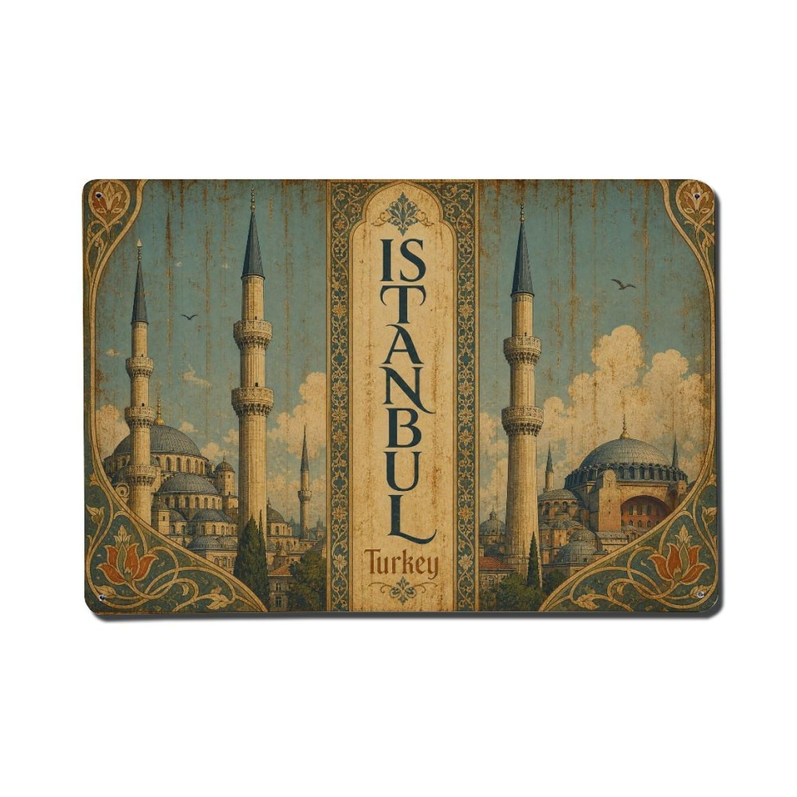 Gead 8X12inch Style Vintage Travel Istanbul Turkey Minarets Metal Tin Sign