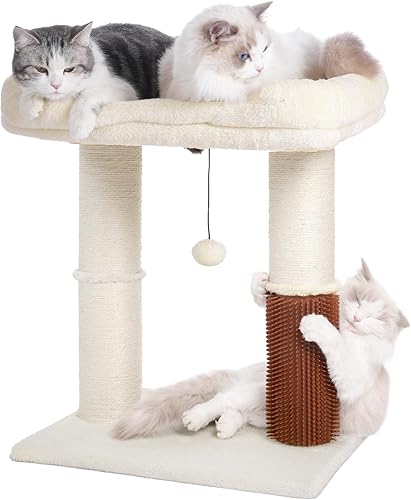 Miniatura 8 de Torre de árbol para gatos grandes, poste rascador para gatos con cama superior de 20 x 15.7 pulgadas de ancho, autoarreglador, poste grueso para