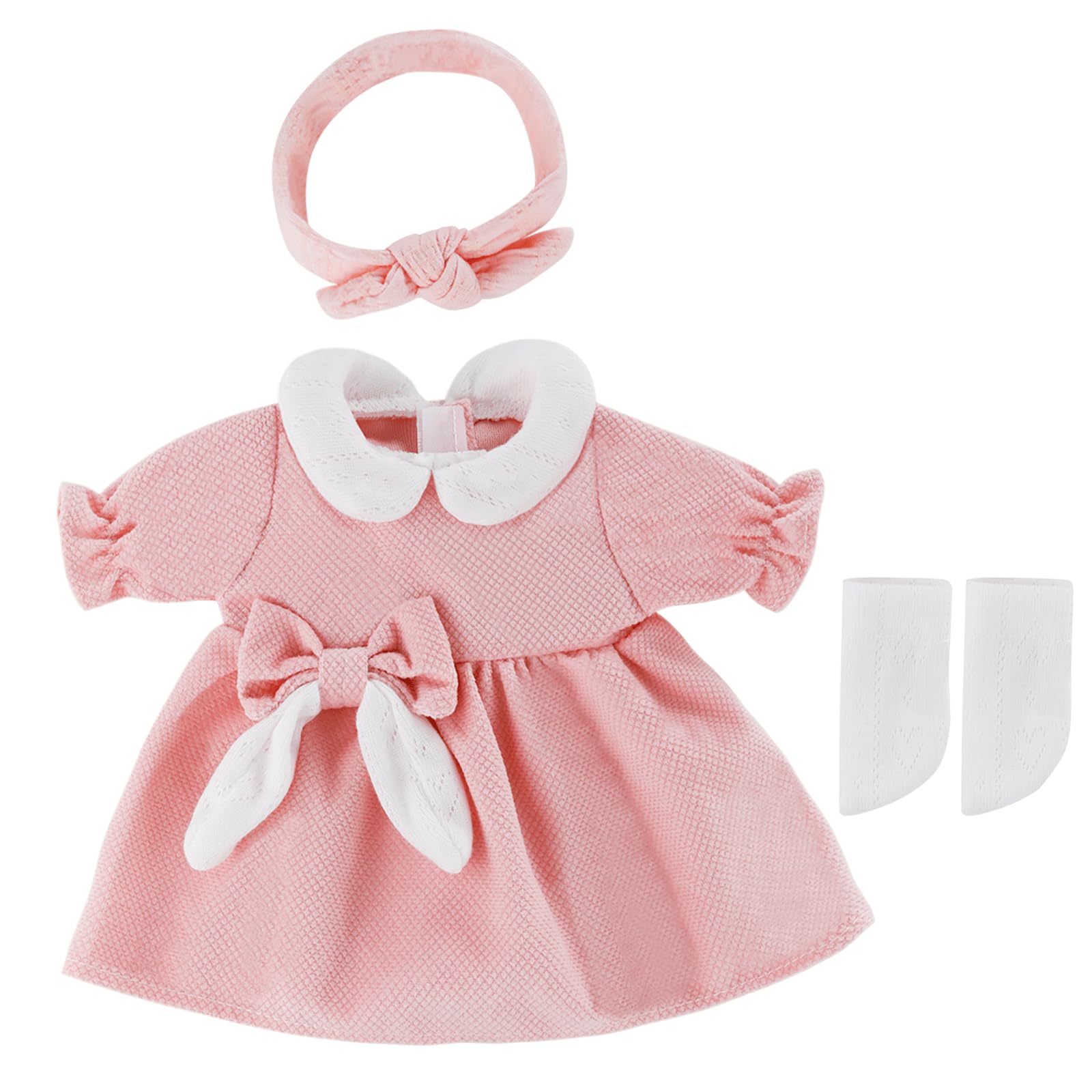Ropa y accesorios de muñeca de 12 pulgadas con diadema, sombrero, calcetines, 4 paquetes para muñecas de 10, 11 y 12 pulgadas (no incluye muñeca) 3