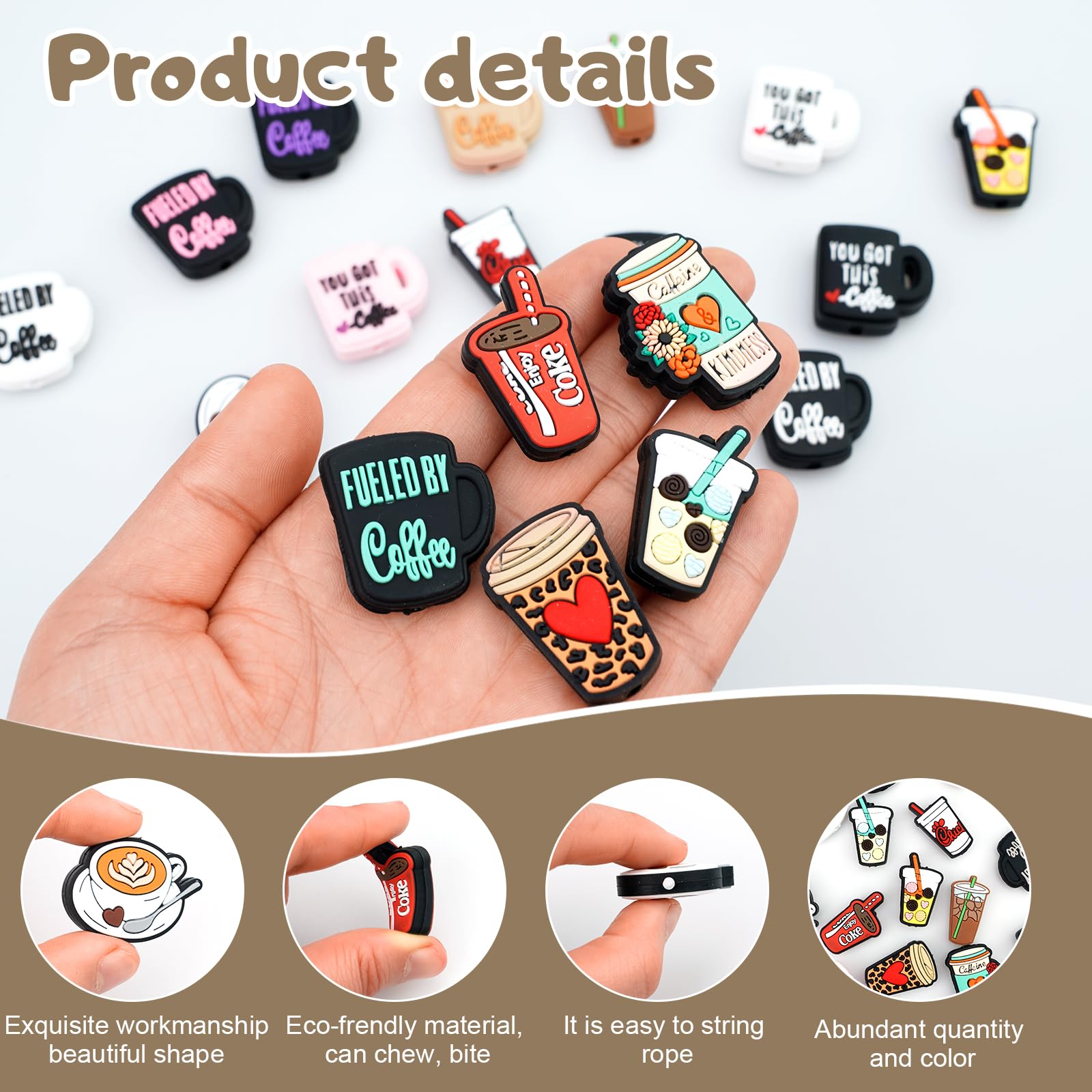 6PCS Rainbow Silicone Focal Beads For DIY Crafts - Charms For Pens, Lanyards, Keychains, Bracelets