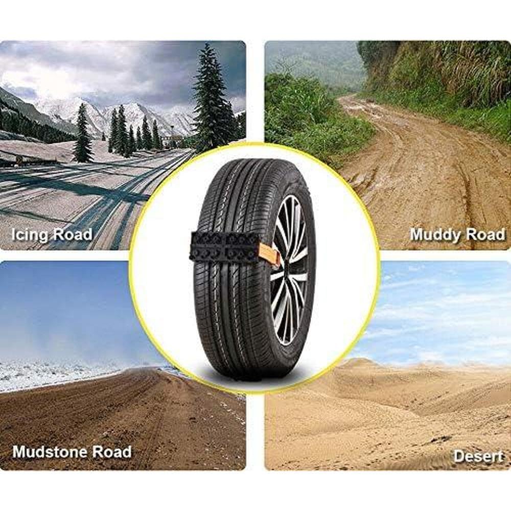 Riloer Lot de 2 chaînes antidérapantes pour voiture, dispositif de traction de pneu pour neige, boue, sable, SUV, chaînes à neige en caoutchouc et nylon Orange