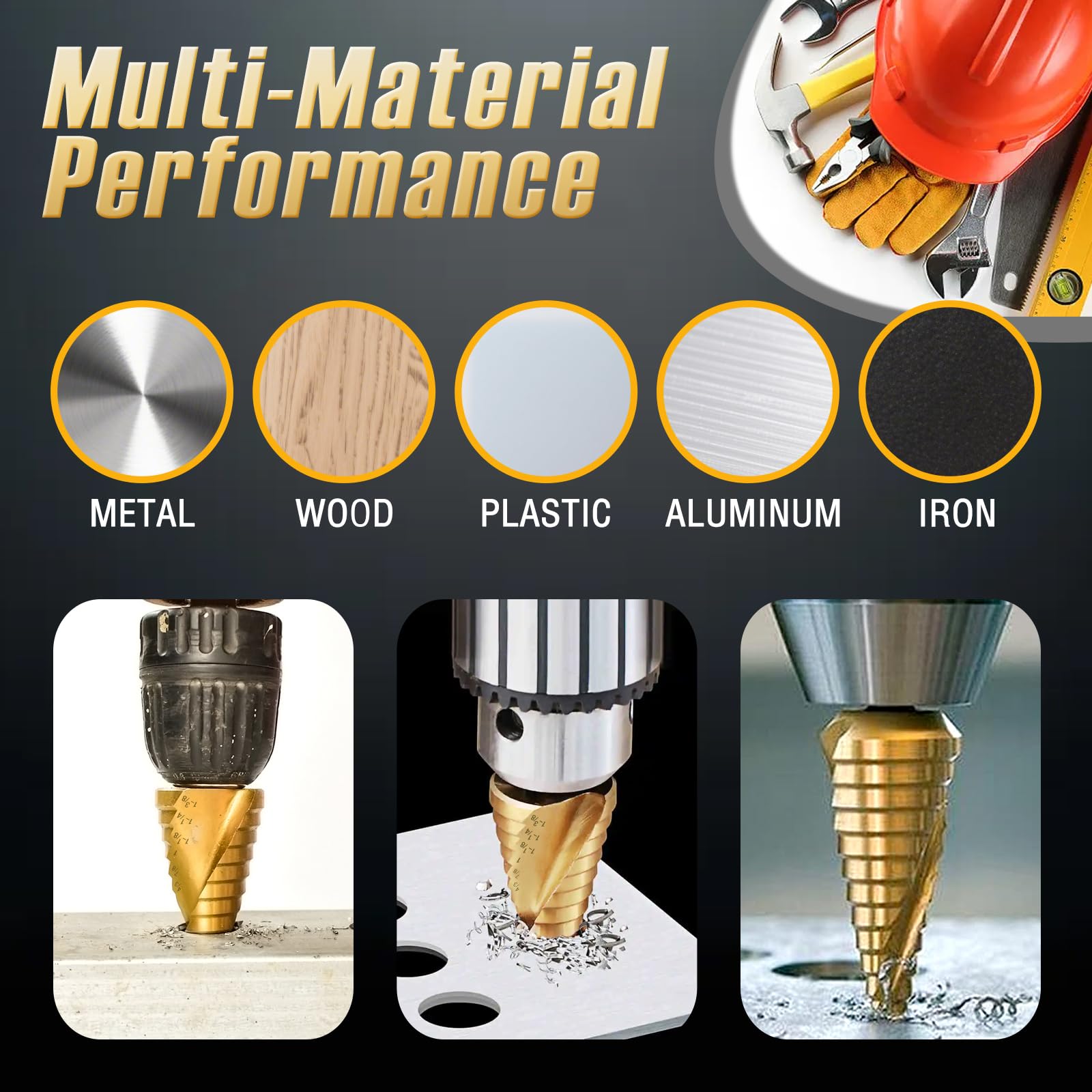 5PCS Titanium HSS Step Drill Bit Set J283977
