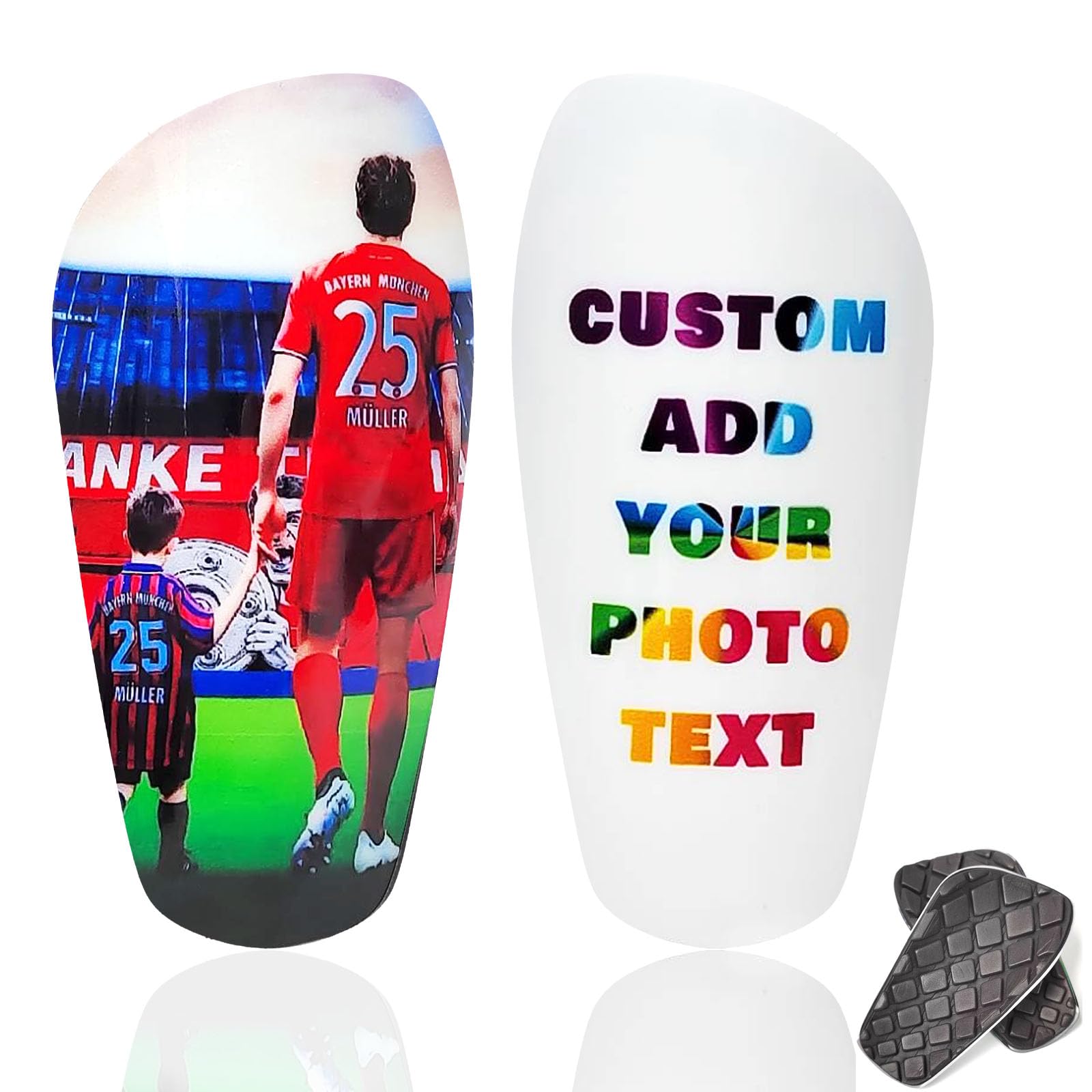 TOMIYO Custom Shin Guards Soccer for Kids 10-12,Personalized Soccer Shin Guard Slip ins with Picture Photo Text or Logo,Impact Resistant Calf Gear Match Protective Equipment for Youth Adults Players