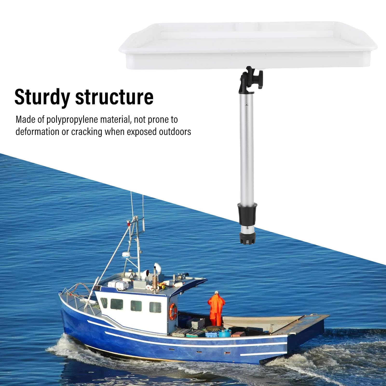 KUIDAMOS Tabla para Cortar Cebo, Mesa Duradera para Filete de Pescado con Soporte para Caña para Entusiastas de la Pesca Marina, Polipropileno