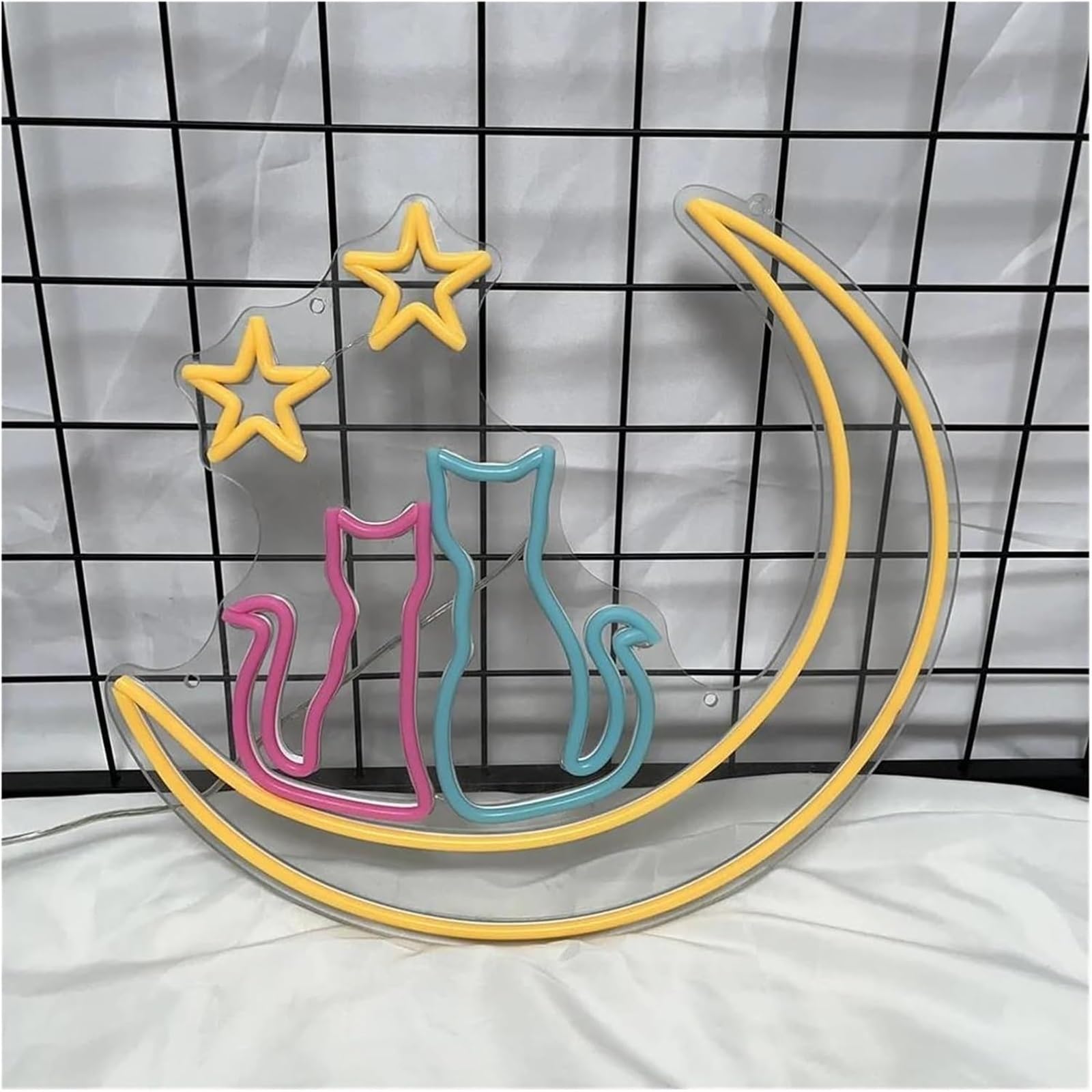 Luces de neón Lámpara de neón con ambiente relajante luz para luna y estrellas para amantes los gatos para habitación infantil