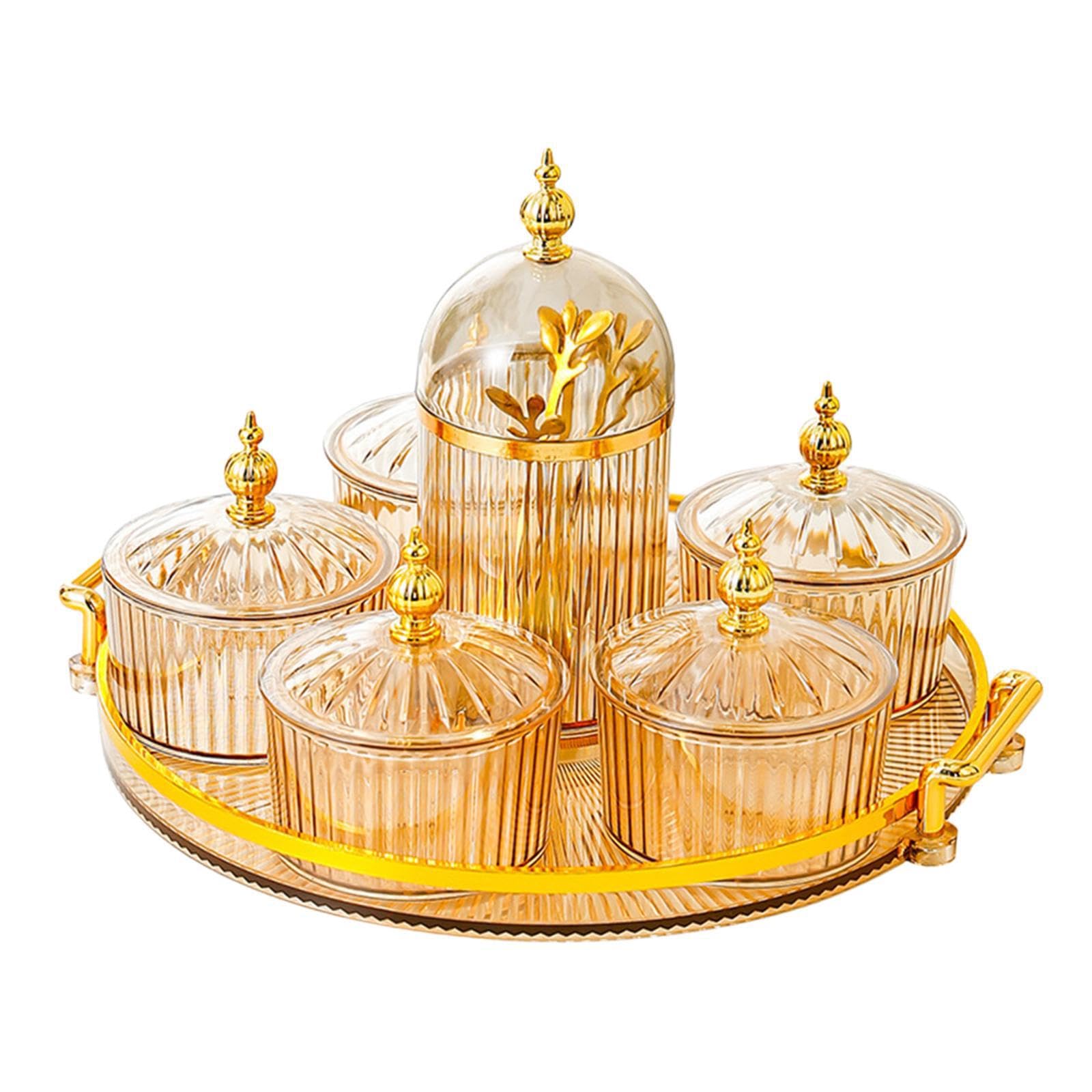 LIXSAZSE Practical Storage Organizer Container Stylish Southeast Asian Snack Platters These Divided Dried Fruit Trays Are Made Of PP And Metal Materials Nuts, Amber