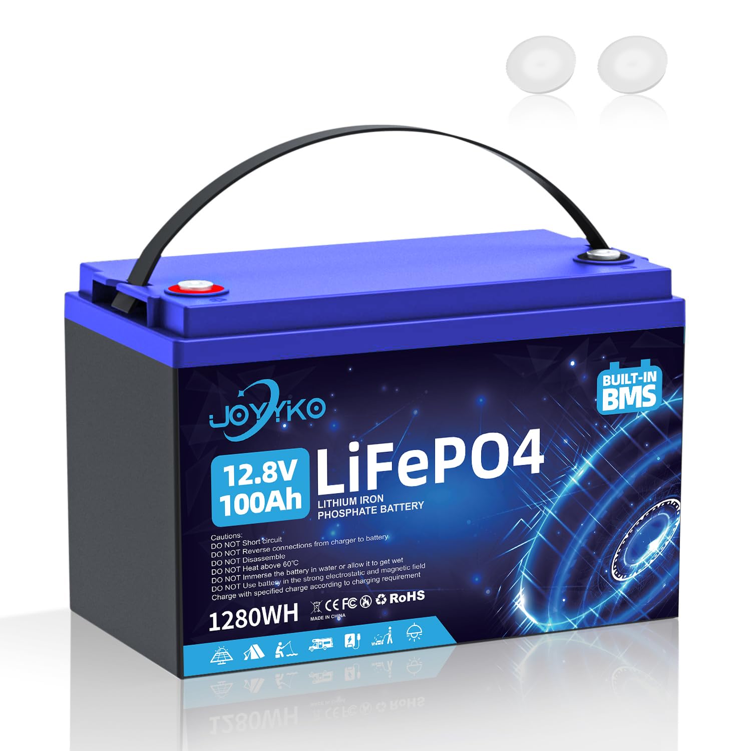 12V 100Ah Bateria LiFePO4, Bateria Litowa LiFePO4 z Krioprotekcją, 15000 Cykli, Akumulator Ochroną BMS LiFEPO4 Odpowiedni do Silników Trolingowych, Łodzi, Domowych Systemów Energii Magazynowania