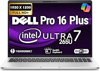 Dell Pro 16 Plus PB16250 Business Laptop 16" FHD+ Intel Ultra 7-265U, Oemgenuine Customized Laptop, 16GB / 32GB / 64GB RAM, 512GB / 1TB / 2TB SSD, Wi-Fi 6E, Backlit Keyboard, Webcam, RJ-45, Win 11 Pro