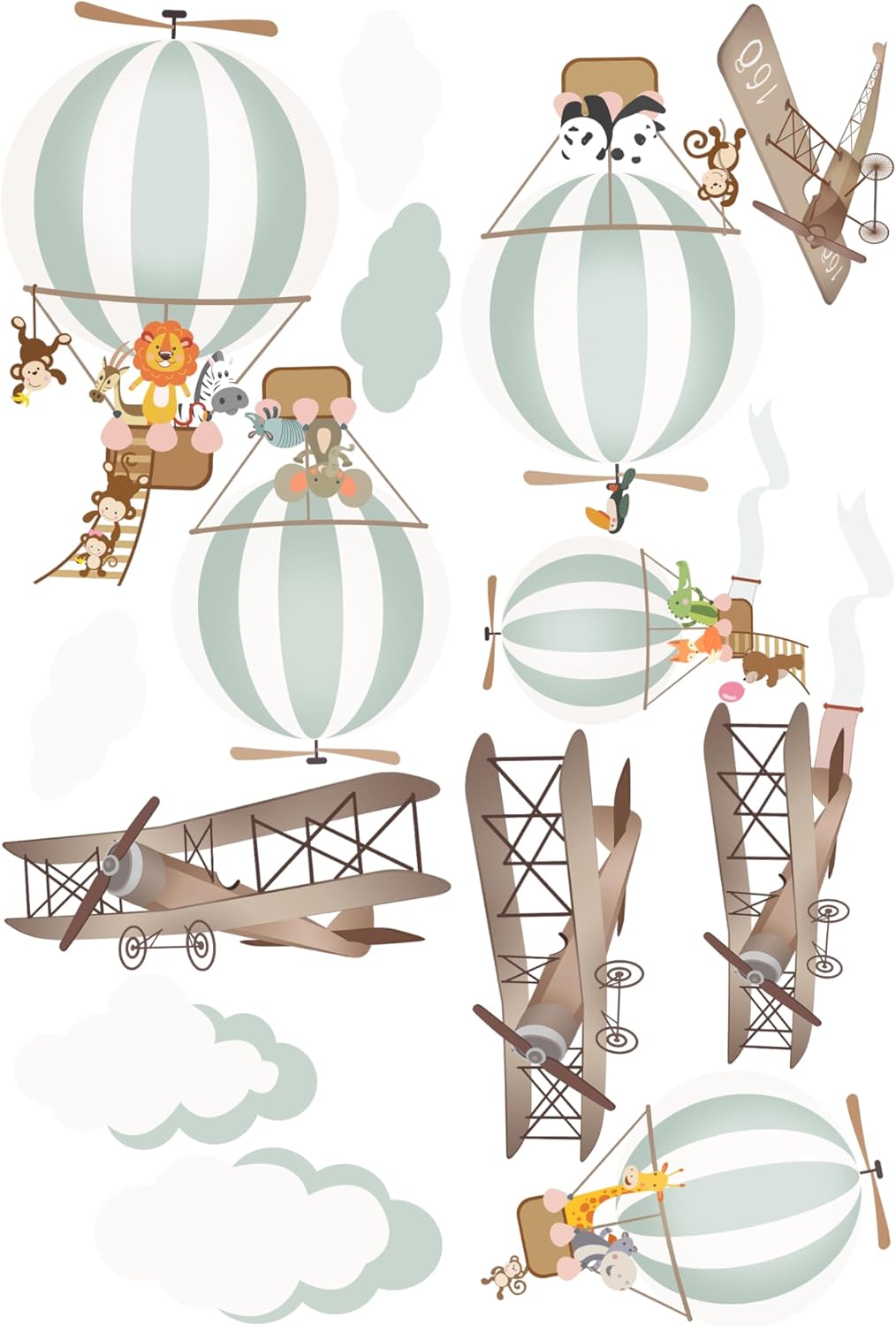 Murwall Kids Wall Decal Hot Air Balloon Wall Sticker Peel and Stick Vintage Aircraft Wall Stick