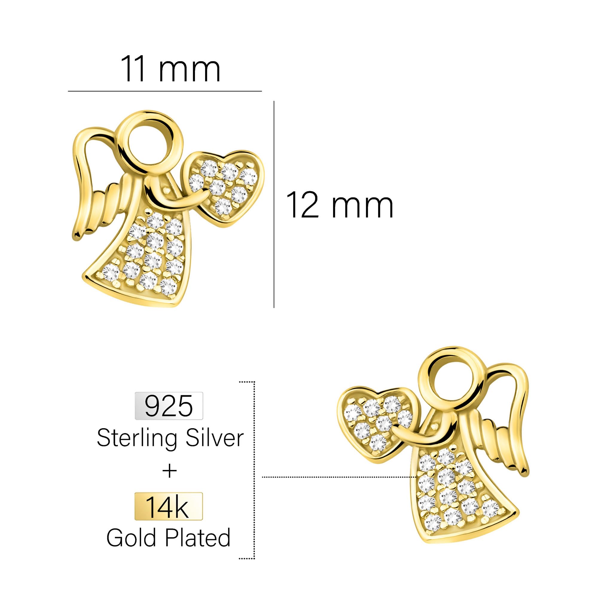 SOFIA MILANI - Damen Ohrringe 925 Silber - mit Zirkonia Steinen - Engel Herz Ohrstecker